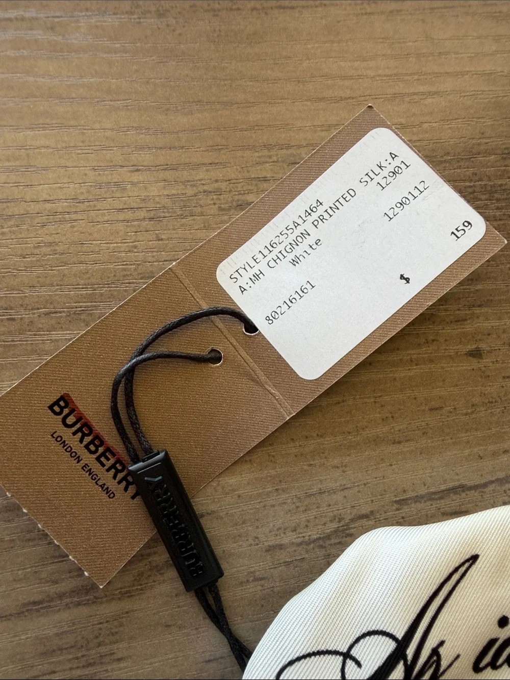 NWT Burberry Chignon Bun Printed Silk Script